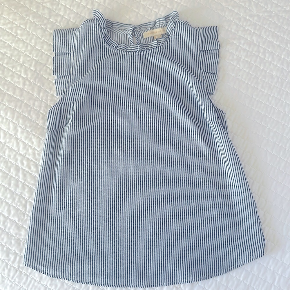 Monteau Los Angeles Sleeveless Blue Striped Blouse Size M